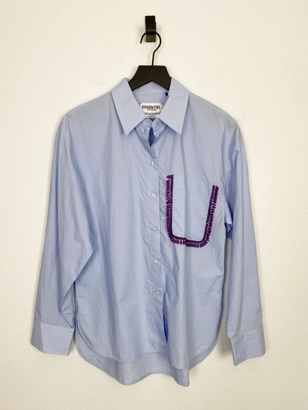 Essentiel Antwerp Get Cotton Shirt with Beaded Embroidery - Picture 3 of 7